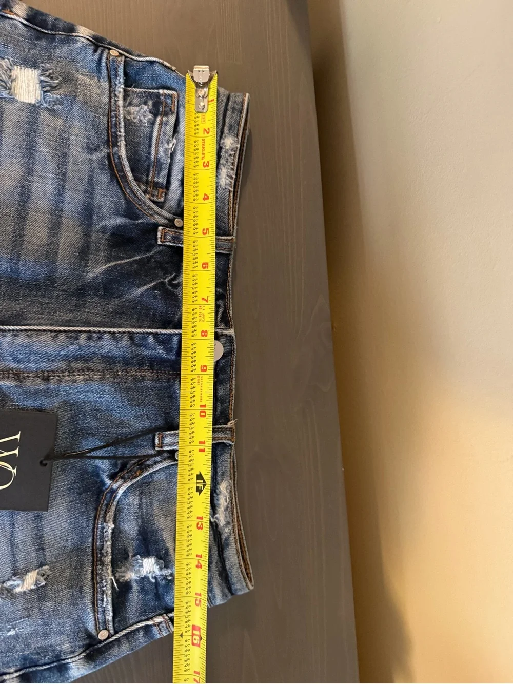 Risen High-Rise Distressed Denim Shorts NEW